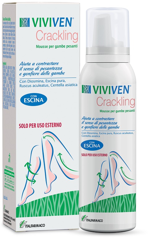 VIVIVEN CRACKLING MOUSSE GAMBE PESANTI 150 ML - Farmacia Artemisia di Montecuollo Dott. Angelo snc