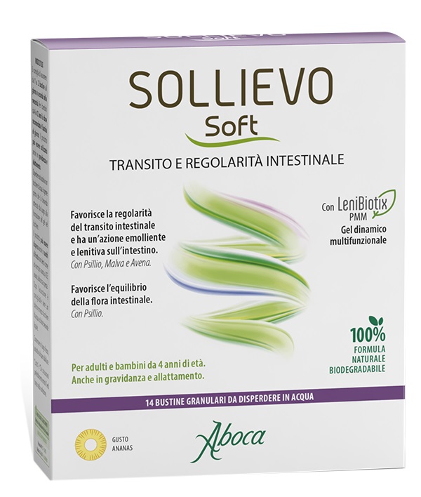 SOLLIEVO SOFT 14 BUSTINE GRANULARI DA 3,8 G SENZA GLUTINE SENZA LATTOSIO SENZA ZUCCHERI AGGIUNTI - Farmacia Artemisia di Montecuollo Dott. Angelo snc