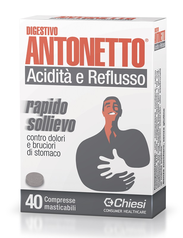 DIGESTIVO ANTONETTO ACIDITA' E REFLUSSO 40 COMPRESSE MASTICABILI - Farmacia Artemisia di Montecuollo Dott. Angelo snc