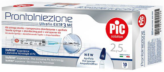 SIRINGA PIC SOLUTION PRONTO INIEZIONE 2,5 ML AGO GAUGE 23 1 1/4 10 PEZZI - Farmacia Artemisia di Montecuollo Dott. Angelo snc