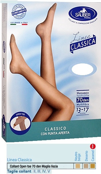 SAUBER COLLANT OPEN TOE MAGLIA LISCIA 70 DEN COLORE NEUTRO BEIGE TAGLIA 4 LINEA CLASSICA - Farmacia Artemisia di Montecuollo Dott. Angelo snc