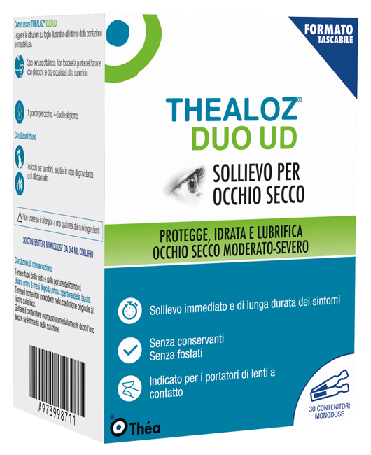 GOCCE OCULARI THEALOZ DUO UD 30 CONTENITORI MONODOSE 0,4 ML - Farmacia Artemisia di Montecuollo Dott. Angelo snc