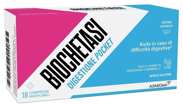 BIOCHETASI DIGESTIONE POCKET 18 COMPRESSE MASTICABILI - Farmacia Artemisia di Montecuollo Dott. Angelo snc