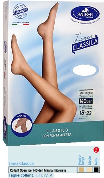 SAUBER COLLANT OPEN TOE MAGLIA MICRORETE 140 DEN COLORE NERO TAGLIA 5 LINEA CLASSICA - Farmacia Artemisia di Montecuollo Dott. Angelo snc