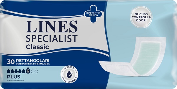 PANNOLONE LINES SPECIALIST CLASSIC RETTANGOLARE CON BARRIERA 30 PEZZI - Farmacia Artemisia di Montecuollo Dott. Angelo snc