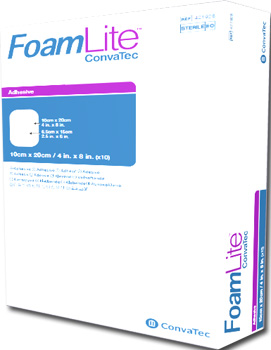 MEDICAZIONE IN SCHIUMA DI POLIURETANO SOTTILE ASSORBENTE CON ADESIVO IN SILICONE MICROFORATO CONVATEC FOAM LITE 10X20 10 PEZZI - Farmacia Artemisia di Montecuollo Dott. Angelo snc
