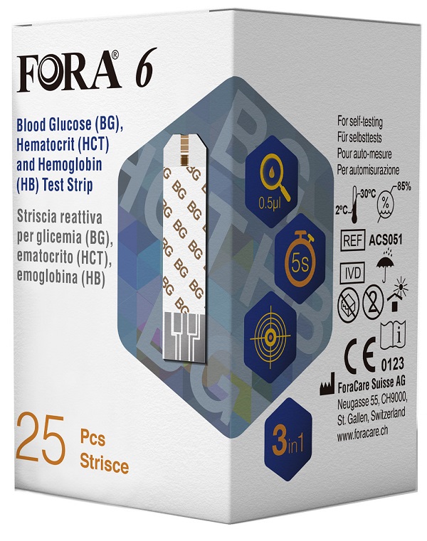 STRISCIA REATTIVA 3 IN 1 FORA 6 CONNECT MULTIFUNZIONALE BG/HCT/HB BOX DA 25 PEZZI - Farmacia Artemisia di Montecuollo Dott. Angelo snc