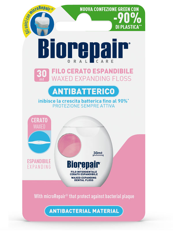 BIOREPAIR ORAL CARE ANTIBATTERICO FILO CERATO ESPANDIBILE GENGIVE DELICATE 25+5 METRI - Farmacia Artemisia di Montecuollo Dott. Angelo snc