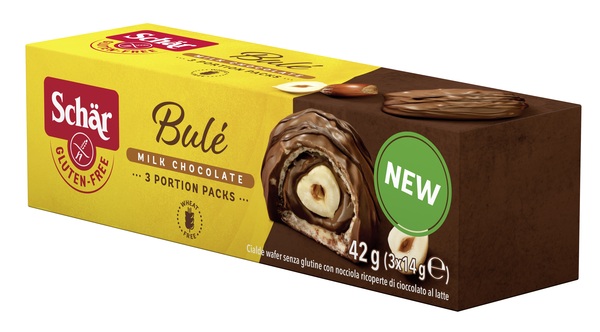 SCHAR BULE' CIALDE WAFER CON NOCCIOLA RICOPERTE DI CIOCCOLATO AL LATTE 3 PORZIONI DA 14 G - Farmacia Artemisia di Montecuollo Dott. Angelo snc
