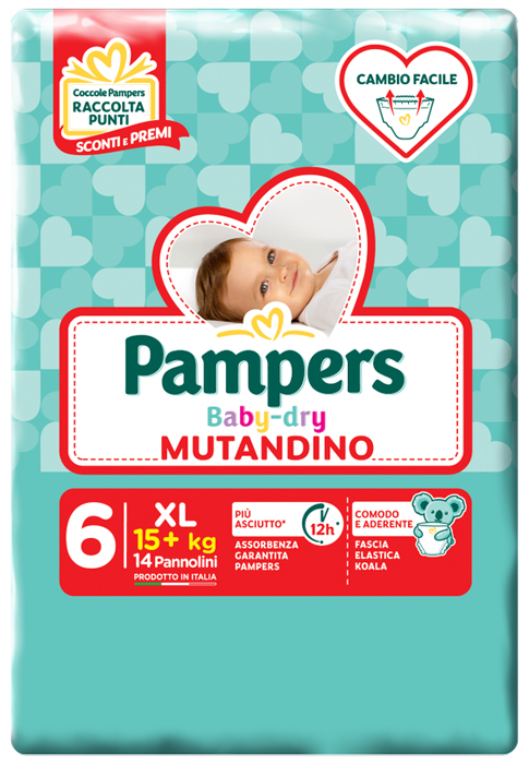 PAMPERS BABY DRY MUTANDINA XL 6 SMALL PACK 14 PEZZI - Farmacia Artemisia di Montecuollo Dott. Angelo snc
