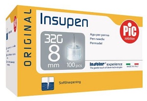 AGO PER PENNA PIC INSUPEN ORIGINAL GAUGE 32X8 MM 100 PEZZI - Farmacia Artemisia di Montecuollo Dott. Angelo snc