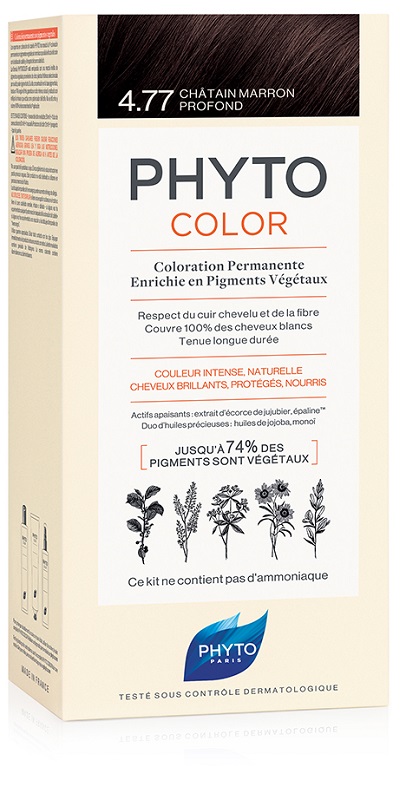 PHYTOCOLOR 4,77 CASTANO MARRONE INTENSO LATTE + CREMA + MASCHERA + 1 PAIO DI GUANTI - Farmacia Artemisia di Montecuollo Dott. Angelo snc