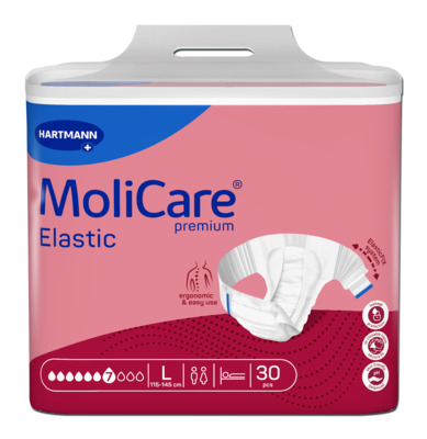 PANNOLINO MUTANDINA MOLICARE PREMIUM ELASTIC CON ALI ELASTICHE IPOALLERGENICO 7 GOCCE L 30 PEZZI - Farmacia Artemisia di Montecuollo Dott. Angelo snc