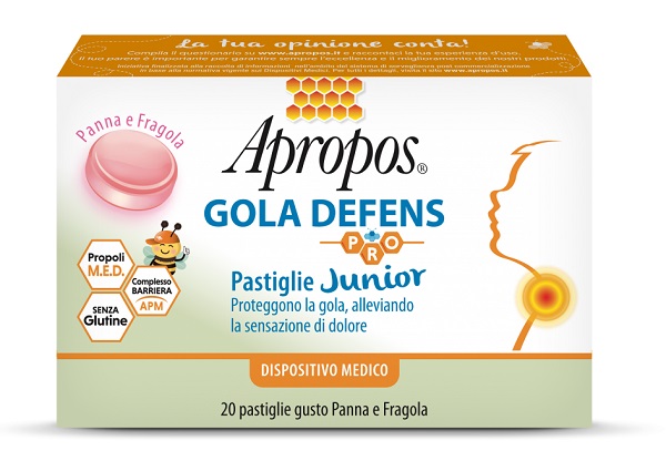 APROPOS GOLA DEFENS PRO 20 PASTIGLIE JUNIOR PANNA FRAGOLA - Farmacia Artemisia di Montecuollo Dott. Angelo snc