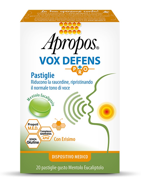 APROPOS VOX DEFENS PRO MENTOLO EUCALIPTO 20 PASTIGLIE - Farmacia Artemisia di Montecuollo Dott. Angelo snc