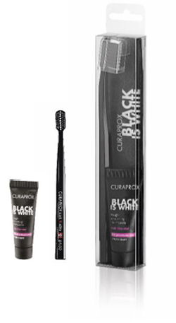 CURAPROX BLACK IS WHITE DENTIFRICI SBIANCANTI 1 DENTIFRICIO DA 10ML + 1 SPAZZOLINO - Farmacia Artemisia di Montecuollo Dott. Angelo snc