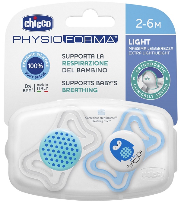 CHICCO SUCCHIETTO LIGHT BOY SILICONE 2-6 MESI 2 PEZZI - Farmacia Artemisia di Montecuollo Dott. Angelo snc