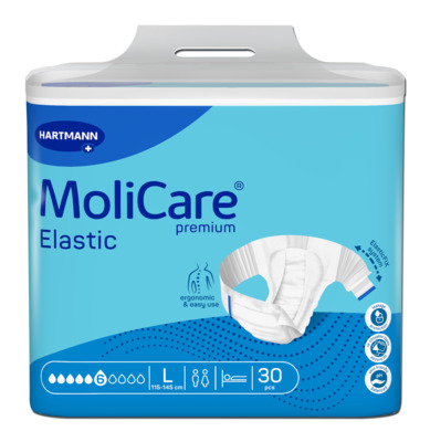 PANNOLINO MUTANDINA MOLICARE PREMIUM ELASTIC CON ALI ELASTICIZZATE 6 GOCCE L 30 PEZZI - Farmacia Artemisia di Montecuollo Dott. Angelo snc