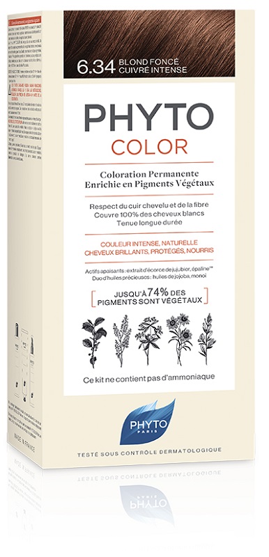 PHYTOCOLOR 6,34 BIONDO SCURO RAMATO INTENSO LATTE + CREMA + MASCHERA + FOGLIETTO ILLUSTRATIVO + 1 PAIO DI GUANTI - Farmacia Artemisia di Montecuollo Dott. Angelo snc