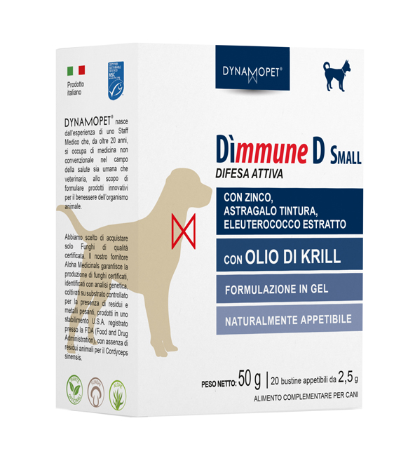 DIMMUNE D SMALL CANI 20 BUSTINE APPETIBILI DA 2,5 G - Farmacia Artemisia di Montecuollo Dott. Angelo snc