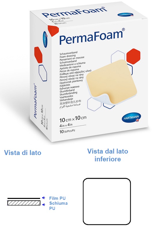 PERMAFOAM CLASSIC MEDICAZIONE IN SCHIUMA DI POLIURETANO SENZA BORDI 10X10CM 10 PEZZI - Farmacia Artemisia di Montecuollo Dott. Angelo snc
