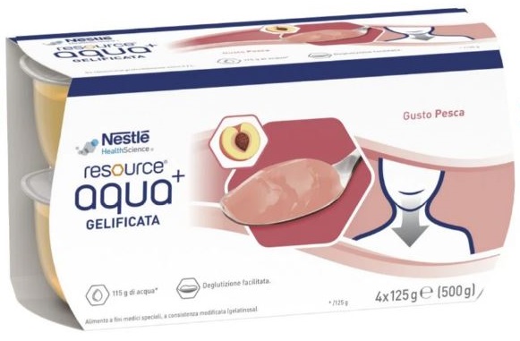 RESOURCE AQUA ACQUA GELIFICATA+PEACH CUP 6 4X125 G - Farmacia Artemisia di Montecuollo Dott. Angelo snc