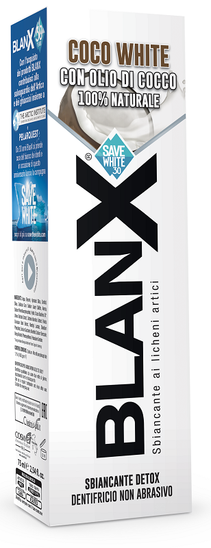 BLANX SBIANCANTE DETOX DENTIFRICIO COCO WHITE CON OLIO DI COCCO 75 ML - Farmacia Artemisia di Montecuollo Dott. Angelo snc