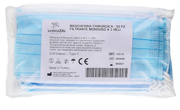 MASCHERINA CHIRURGICA 50 PEZZI GAMMADIS - Farmacia Artemisia di Montecuollo Dott. Angelo snc
