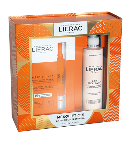 LIERAC COFANETTO NATALE MESOLIFT C15 CONCENTRATO 2 FIALE X 15 ML + DEMAQUILLANT LATTE 200 ML - Farmacia Artemisia di Montecuollo Dott. Angelo snc