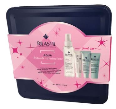RILASTIL COFANETTO IDRATAZIONE 1 RILASTIL AQUA SPRAY 100 ML + 1 RILASTIL AQUA DETERGENTE 15 ML + 1 RILASTIL AQUA MASCHERA 15 ML + 1 RILASTIL AQUA INTENSE 72H GEL CREMA 15 ML - Farmacia Artemisia di Montecuollo Dott. Angelo snc