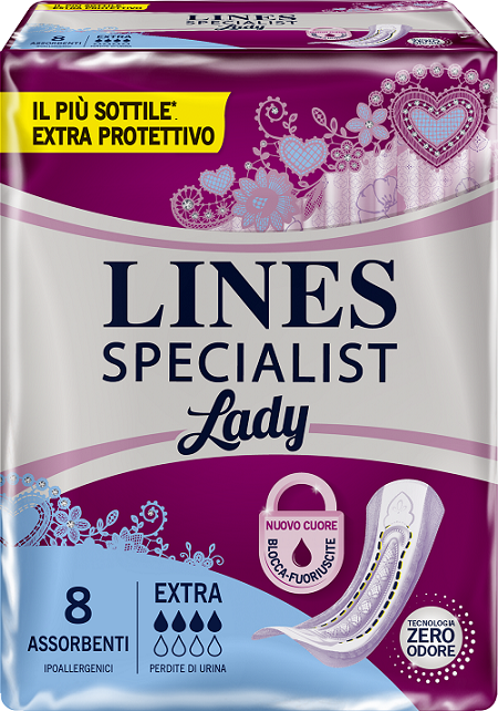 ASSORBENTI LINES SPECIALIST LADY EXTRA IPOALLERGENICI 8 PEZZI - Farmacia Artemisia di Montecuollo Dott. Angelo snc