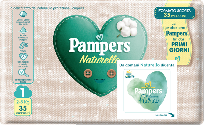 PANNOLINI PAMPERS PROTEZIONE PURA NATURELLO NEWBORN 35 PEZZI - Farmacia Artemisia di Montecuollo Dott. Angelo snc