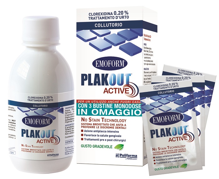 EMOFORM PLAK OUT ACTIVE 0,20% 200 ML + 3 BUSTE - Farmacia Artemisia di Montecuollo Dott. Angelo snc