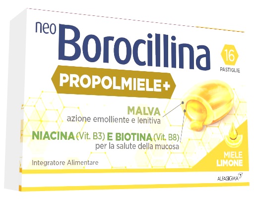 NEOBOROCILLINA PROPOLMIELE+ MIELE/LIMONE 16 PASTIGLIE - Farmacia Artemisia di Montecuollo Dott. Angelo snc