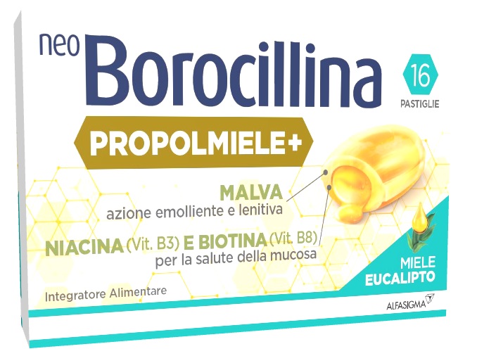 NEOBOROCILLINA PROPOLMIELE+ MIELE/EUCALIPTO 16 PASTIGLIE - Farmacia Artemisia di Montecuollo Dott. Angelo snc