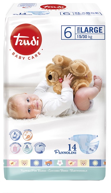 TRUDI BABY CARE PANNOLINO BAMBINI EXTRALARGE 15/30 KG 14 PEZZI - Farmacia Artemisia di Montecuollo Dott. Angelo snc