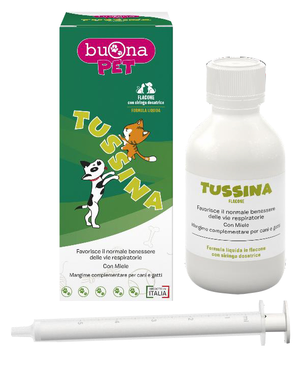 TUSSINA FLACONE CANI E GATTI CON SIRINGA DOSATRICE 100 G BUONAPET - Farmacia Artemisia di Montecuollo Dott. Angelo snc