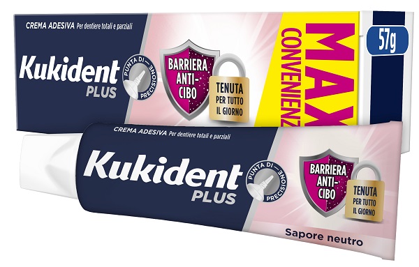 KUKIDENT PLUS BARRIERA ANTI-CIBO NEUTRO CREMA ADESIVA DENTIERE 57 G - Farmacia Artemisia di Montecuollo Dott. Angelo snc