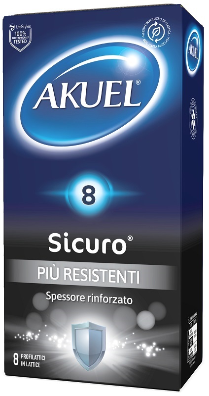 PROFILATTICO AKUEL SICURO PIU' RESISTENTE 8 PEZZI - Farmacia Artemisia di Montecuollo Dott. Angelo snc