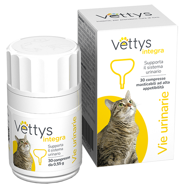 VETTYS INTEGRA VIE URINARIE GATTO 30 COMPRESSE MASTICABILI - Farmacia Artemisia di Montecuollo Dott. Angelo snc