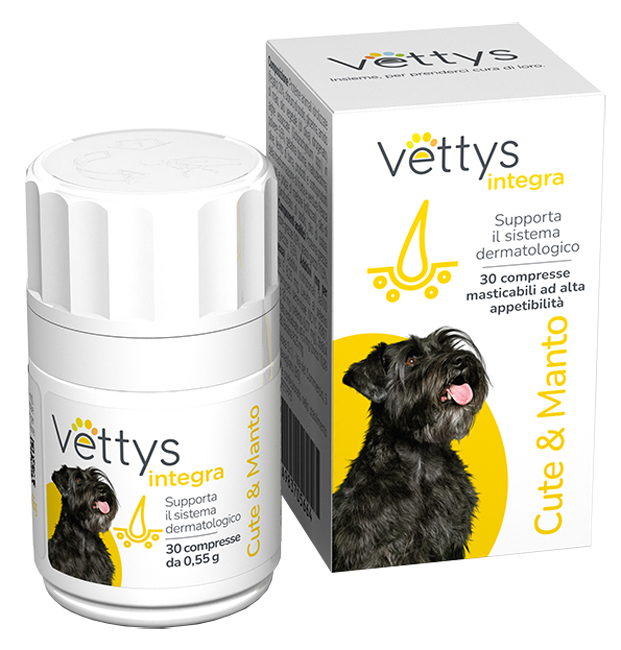 VETTYS INTEGRA CUTE&MANTO CANE 30 COMPRESSE MASTICABILI - Farmacia Artemisia di Montecuollo Dott. Angelo snc