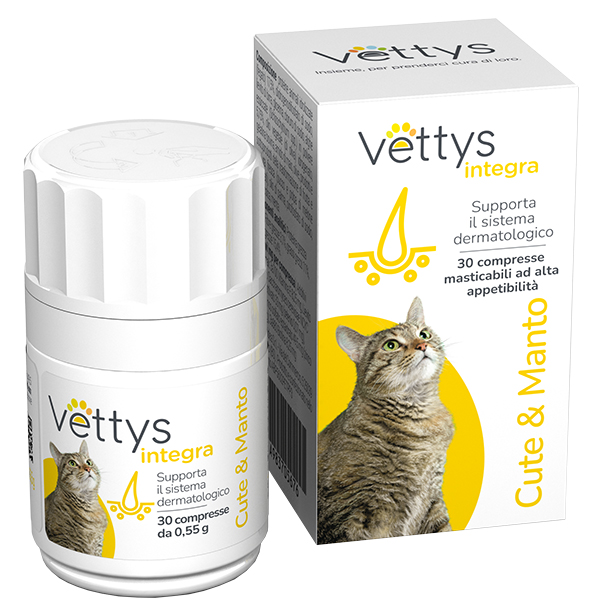 VETTYS INTEGRA CUTE&MANTO GATTO 30 COMPRESSE MASTICABILI - Farmacia Artemisia di Montecuollo Dott. Angelo snc