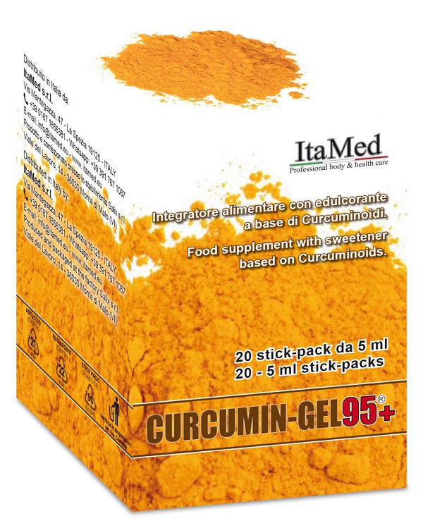 CURCUMIN GEL 95+ 20 BUSTINE STICK PACK MONODOSE DA 5 ML AROMA LAMPONE - Farmacia Artemisia di Montecuollo Dott. Angelo snc