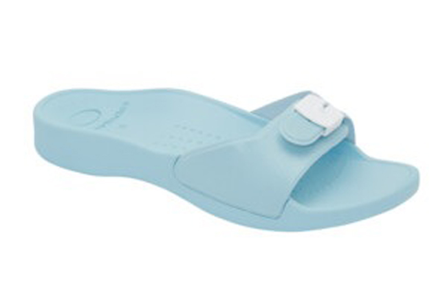 CALZATURA SCHOLL SUN GLITTERED SYNTHETIC BIS WOMAN LIGHT BLUE TECNOLOGIA BIOMECHANICS MATERIALE SINTETICO GLITTERATO FODERA TOMAIA TESSUTO FODERA SOTTOPIEDE PVC 41 SS22 - Farmacia Artemisia di Montecuollo Dott. Angelo snc