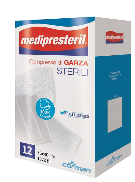 GARZA COMPRESSA MEDIPRESTERIL 12/8 FU 36X40CM 12 PEZZI - Farmacia Artemisia di Montecuollo Dott. Angelo snc