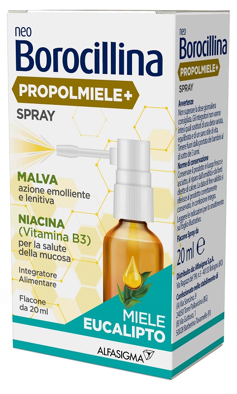 NEOBOROCILLINA PROPOLMIELE+ SPRAY MIELE EUCALIPTO 20 ML - Farmacia Artemisia di Montecuollo Dott. Angelo snc