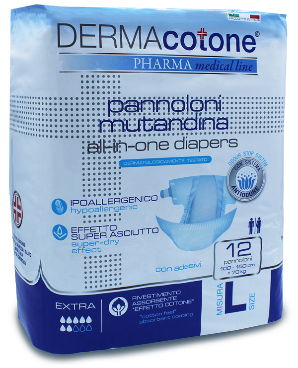 PANNOLONE MUTANDINA PER INCONTINENZA DERMACOTONE L 12 PEZZI - Farmacia Artemisia di Montecuollo Dott. Angelo snc