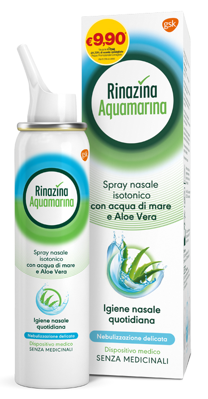 SOLUZIONE ISOTONICA RINAZINA AQUAMARINA ALOE DELICATA PROMO 100 ML - Farmacia Artemisia di Montecuollo Dott. Angelo snc