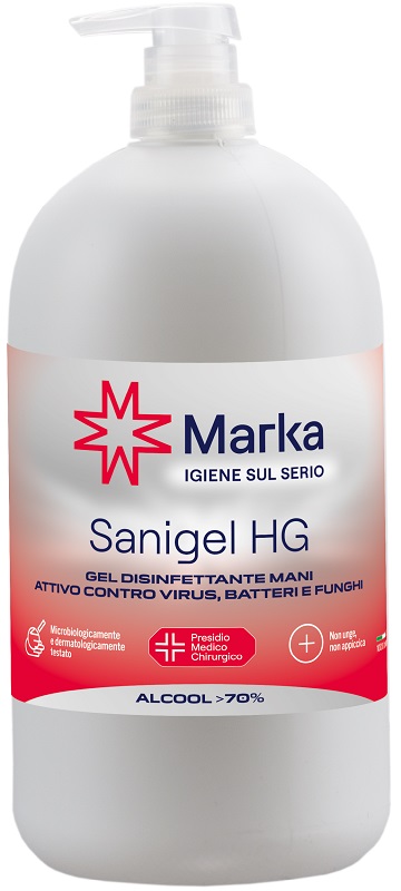 MARKA SANIGEL HG GEL DISINFETTANTE MANI ALCOOL 70% 1 LITRO - Farmacia Artemisia di Montecuollo Dott. Angelo snc