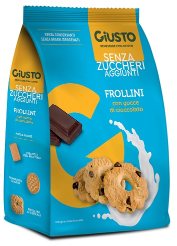 GIUSTO SENZA ZUCCHERO FROLLINI GOCCE CIOCCOLATO SENZA ZUCCHERO 350 G - Farmacia Artemisia di Montecuollo Dott. Angelo snc